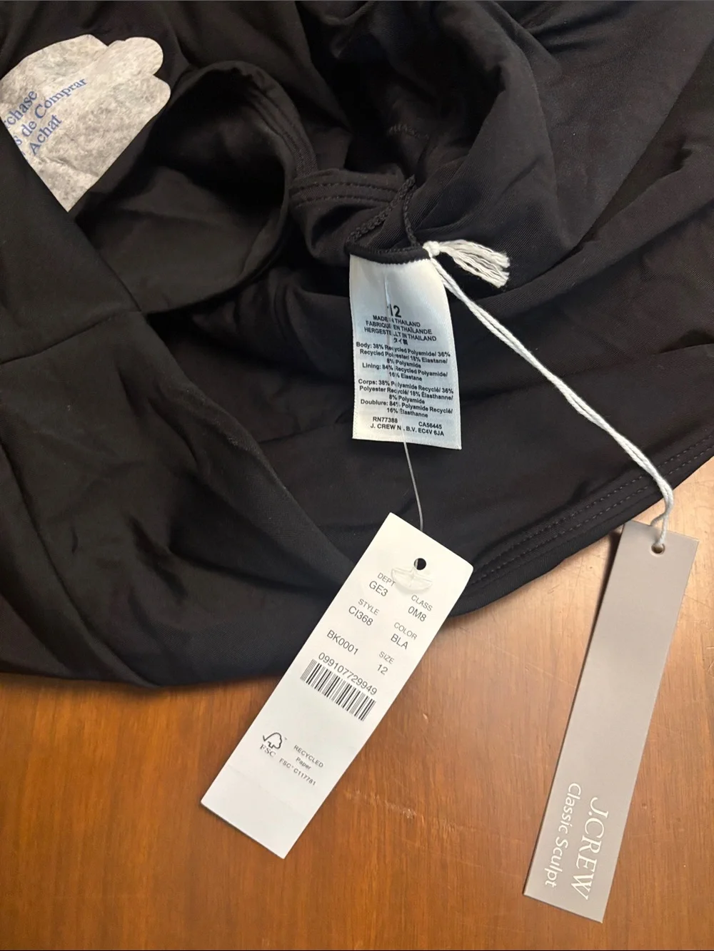 J. Crew Classic Sculpt Black One-Piece Swimsuit with Wide Straps